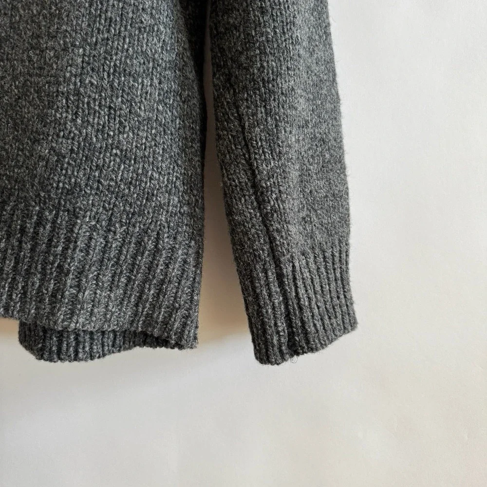 L.L. Bean Vintage Mens Lambswool Henley‎ Sweater XL Gray Thick Fisherman